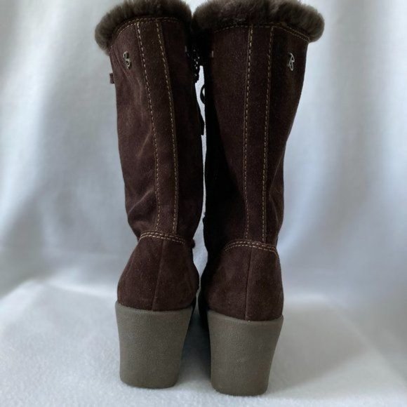 Brillant Brown Suede WATERPROOF Wedge Lace Up Boot, Women's Size 7.5 - Picture 5 of 6